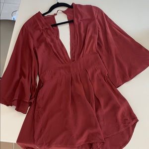 Maroon Planet Blue Romper XS